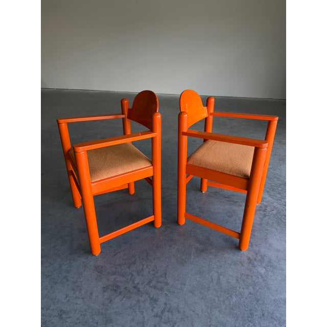 Mid-Century Modern Pair of Vintage Orange Hank Lowenstein Padova Armchairs For Sale - Image 3 of 12