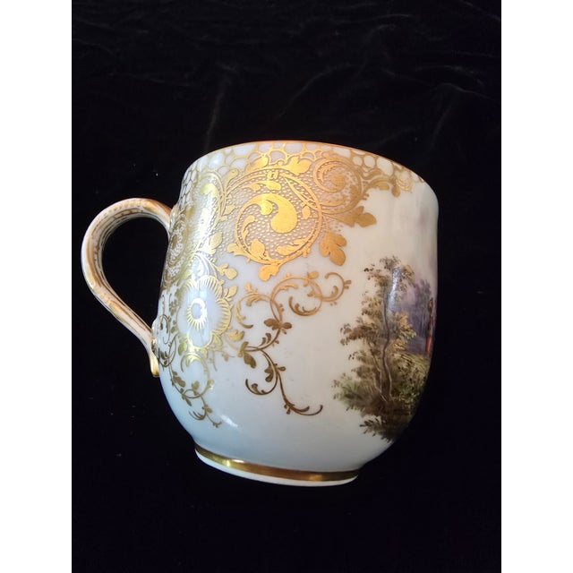 Antique Meissen Porcelain Scenic Cup & Saucer For Sale - Image 9 of 11