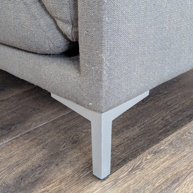 Metal Cb2 Ciudad Modern Dark Gray Loveseat With Metal Legs For Sale - Image 7 of 9