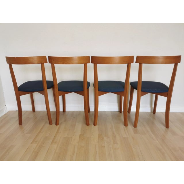 Wood Vintage Italian Dining Chairs with Blue Fabric Seats from Calligaris, 1990s, Set of 4 For Sale - Image 7 of 18