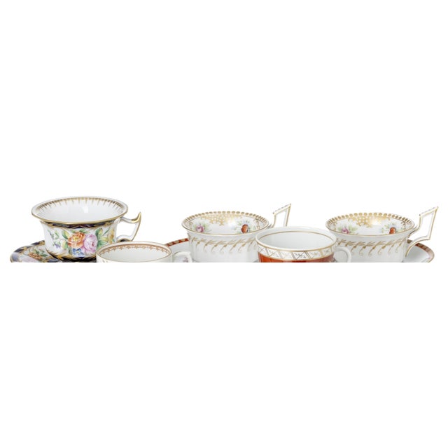 Porcelain Teacups with Saucers from Vista Alegre, Set of 10 For Sale - Image 5 of 8