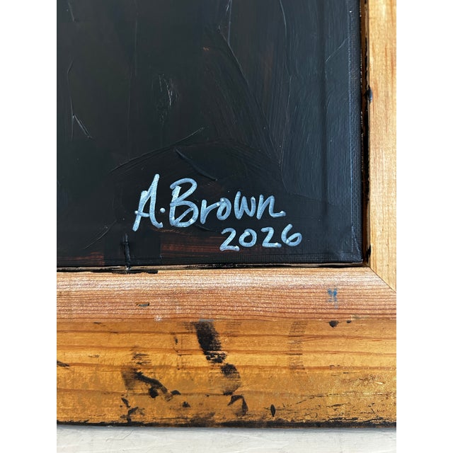 Contemporary Original Alexandra Brown Pop Floral Still Life Oil Painting Chunky Vintage Frame For Sale In Philadelphia - Image 6 of 6