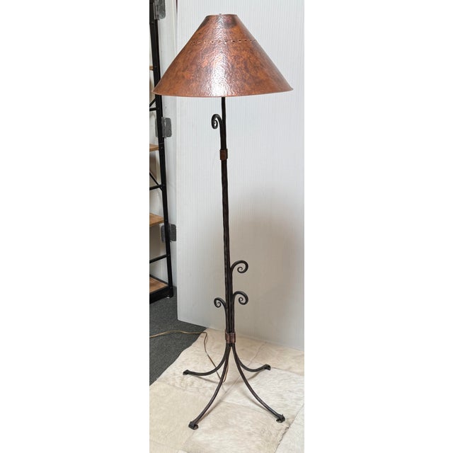 Design Plus Gallery presents the Handmade Copper and Iron Floor Lamp by Fritz Scholder. The lamp is formed from hand-...
