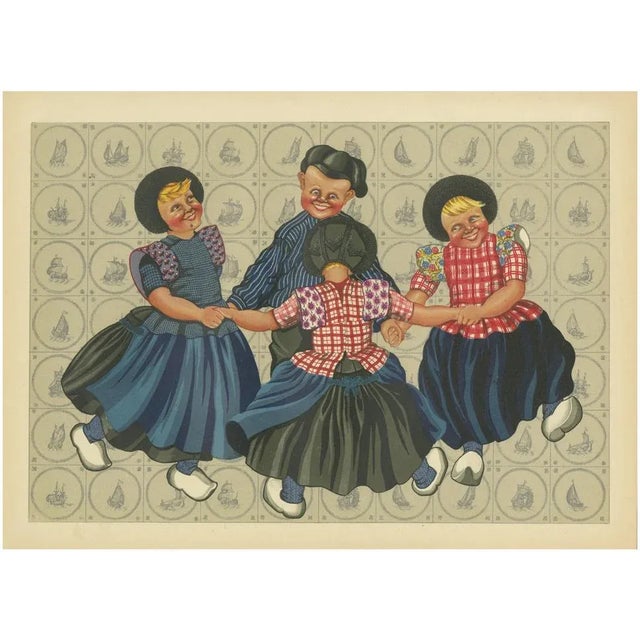 Joyful Children's Round Dance in Spakenburg Costume, 1932, Paper For Sale - Image 10 of 10