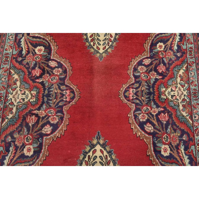 Tabriz Rug 6’10” X 10’2” Red Wool Traditional Semi-Antique Hand-Knotted Carpet For Sale In Philadelphia - Image 6 of 15
