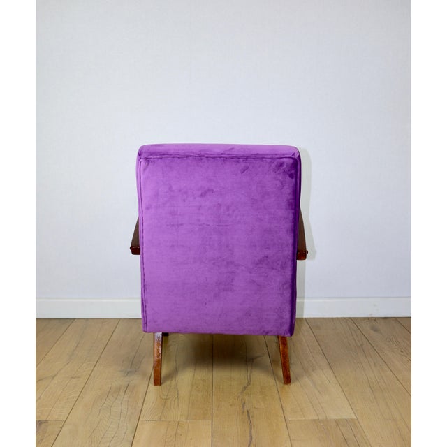 Vintage Loft Armchair in Purple Velvet, 1970 For Sale - Image 4 of 12
