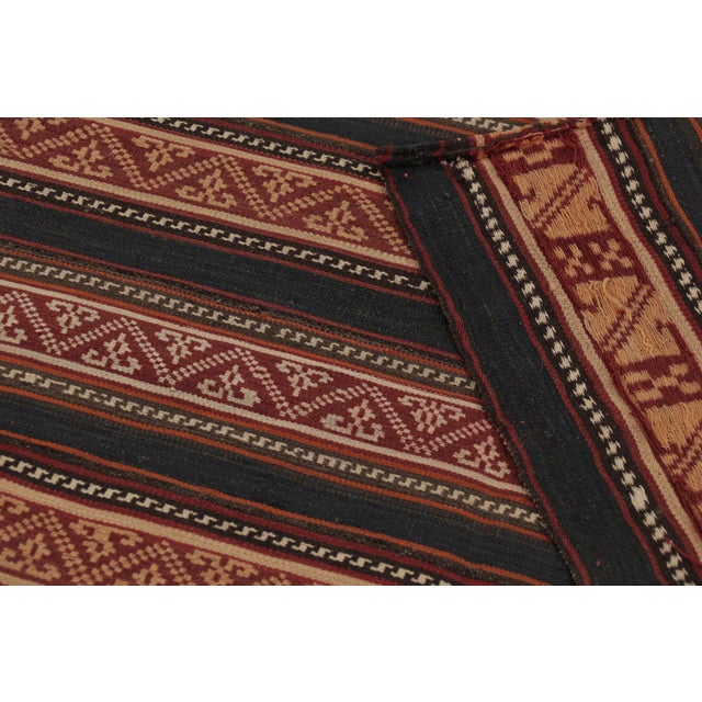 Textile Vintage Persian Kilim, Vertical Stripes With Nomadic Geometry - Rug & Kilim For Sale - Image 7 of 7
