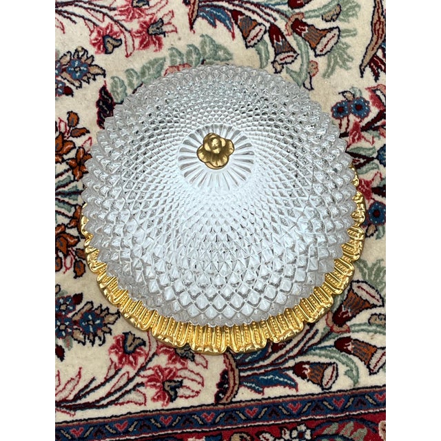 Brass and Crystal Glass Plafonier Ceiling Lamp from Glashütte Limburg, 1970s For Sale - Image 6 of 8
