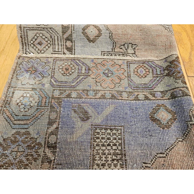 Vintage Turkish Oushak Area Rug, Hand-Knotted Wool, Blue & Tan, 4' x 6' For Sale - Image 15 of 15