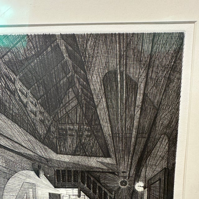 1950s Armin Landeck “Stairhall” k.104 Artist Proof 6/10 Signed 1950 Drypoint Engraving For Sale - Image 5 of 10