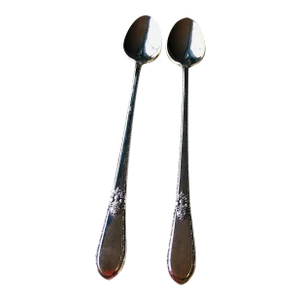 Vintage 1847 Rogers Bros. Is "Adoration" Pattern Silver Plated Iced Tea Spoons- Set of 2