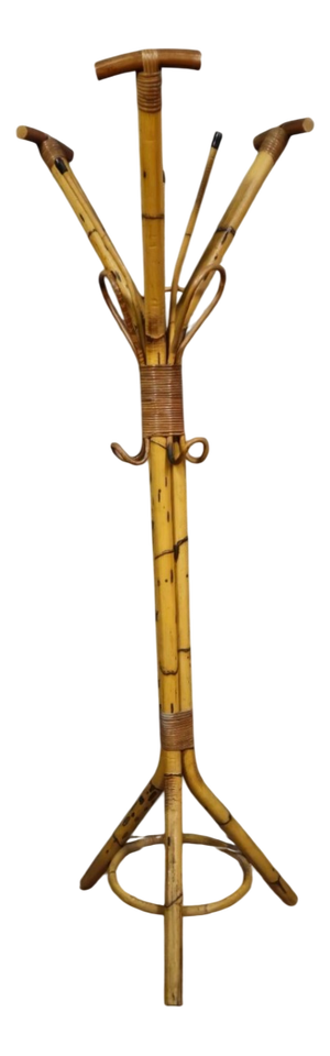Antique Coat Rack in Bamboo and Rattan, 1800s