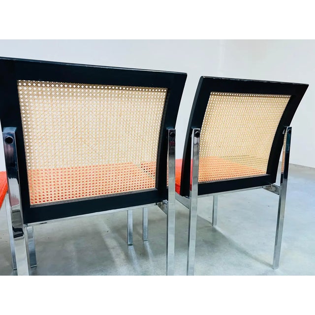 Orange 4 Paul McCobb for Lane Cane Back and Chrome Steel Dining Chairs For Sale - Image 8 of 10