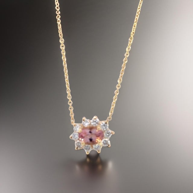 1990s Natural Tourmaline Diamond Pendant Necklace 18" 14k YG 1.52 TCW Certified For Sale In New York - Image 6 of 13