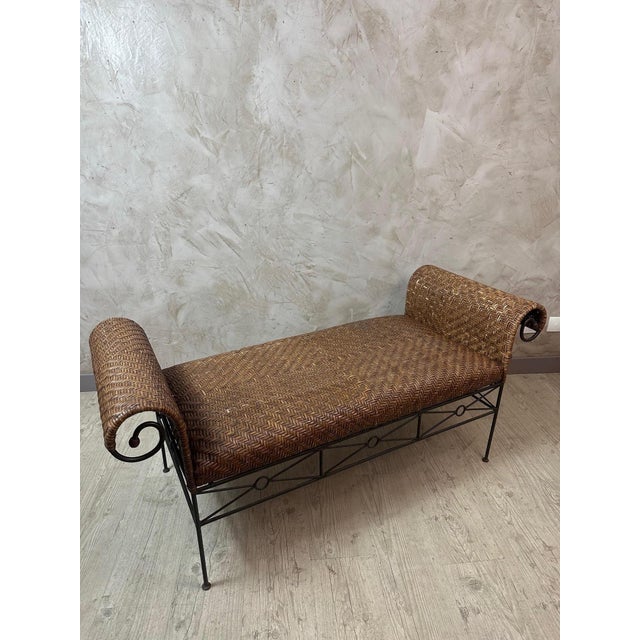Vintage Rattan Bench, 2000s For Sale - Image 4 of 10