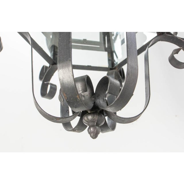 French Ceiling Lamp in Wrought Iron and Glass, 1960s For Sale - Image 14 of 15