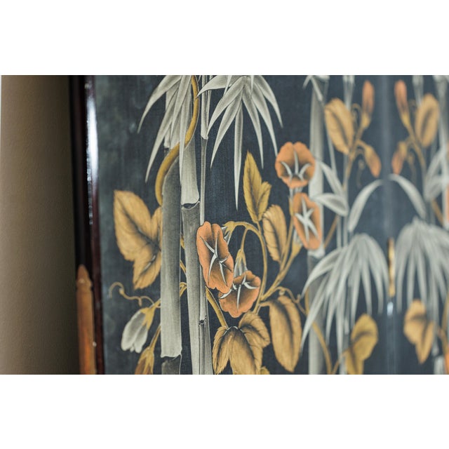 Vintage Chinese Four-Panel Screen with Bamboo and Floral Motifs For Sale - Image 13 of 18