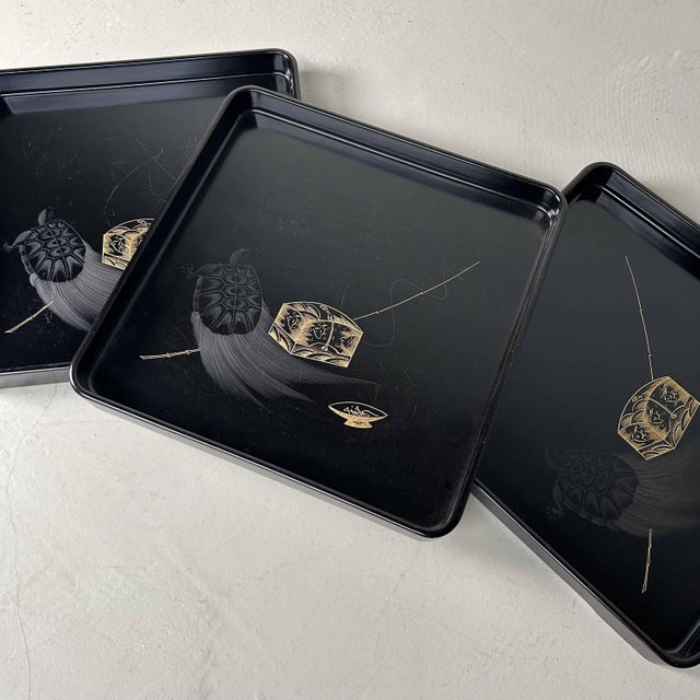 Wood ​Urushi Lacquer Minogame Tray, 1890s For Sale - Image 7 of 14