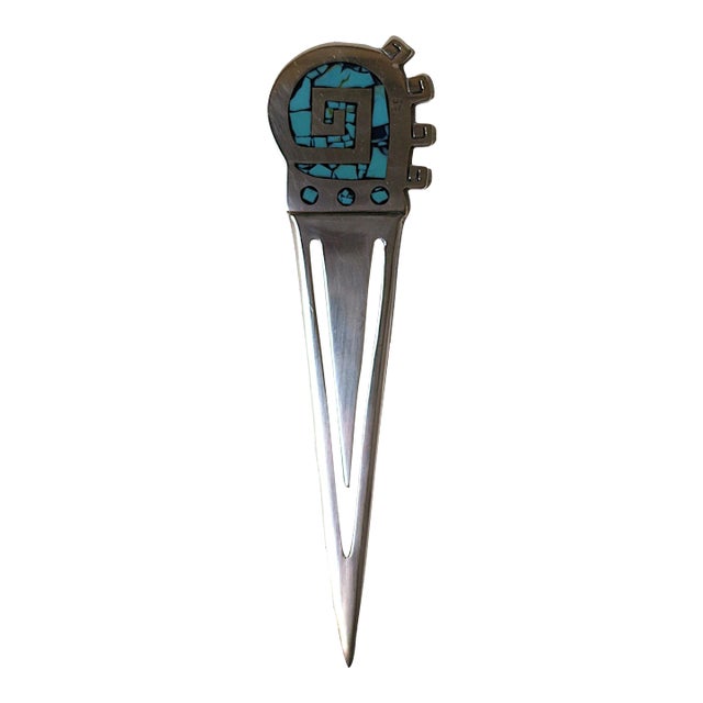 Sterling Silver Turquoise Bookmarker Letter Opener For Sale