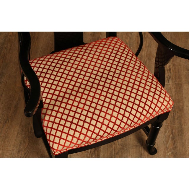 Late 20th Century 12 Custom Black Lacquered Asian Inspired Dining Chairs For Sale - Image 5 of 18