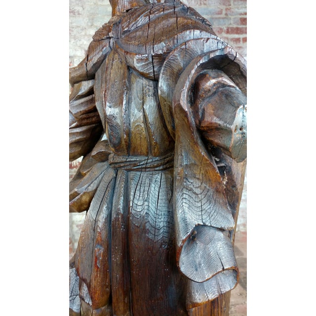 17th Century Antique French Carved Oak Santo Figure For Sale - Image 9 of 12