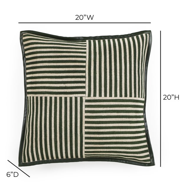 Kora Striped Green Cotton Jute Throw Pillow For Sale - Image 4 of 5