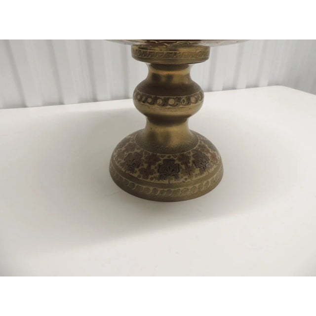 Persian Vintage Persian Brass and Enamel Footed Center Piece For Sale - Image 3 of 7