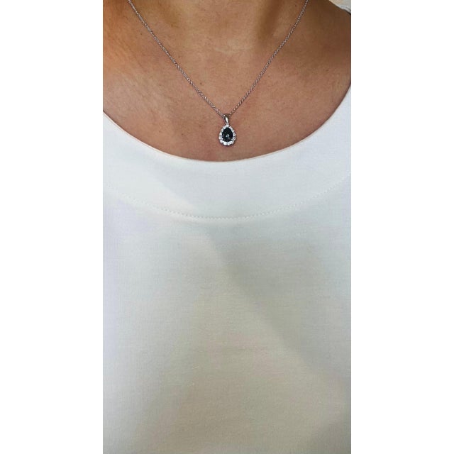Metal 2.34 Carat Black Diamond White Diamond White Gold Chain Pendant For Sale - Image 7 of 7
