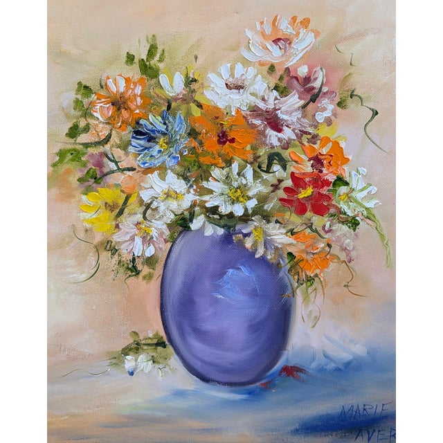 1960s Vintage 1960s Original Botanical Still Life Painting Framed and Signed For Sale - Image 5 of 6