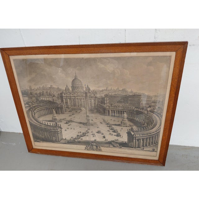 St. Peter Basilica C. 1780 Giuseppe Vasi Engraving Oak Frame For Sale - Image 10 of 16