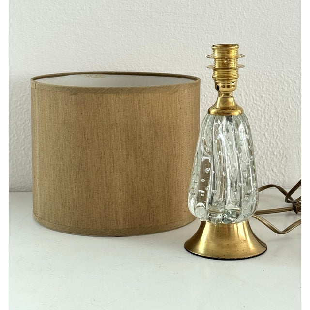Mid-Century Italian Murano Glass and Brass Table Lamp, 1960s For Sale - Image 11 of 13
