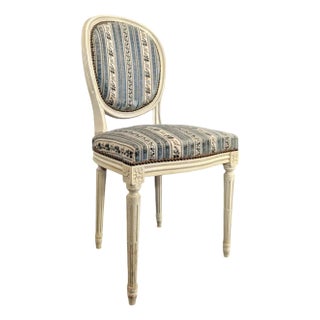 White Lacquered Louis XVI Style Medallion Chair For Sale