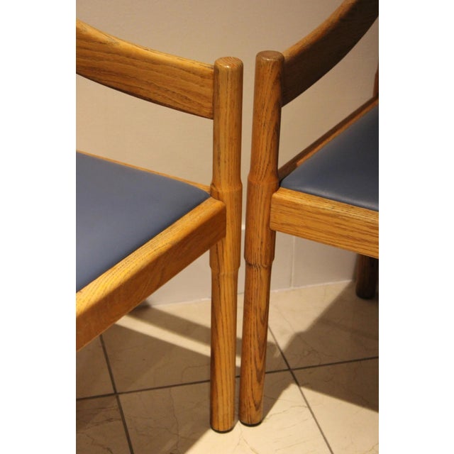 1980s Vintage Postmodern Oak Armchairs | Sculptural Barrel Back Dining Chairs | Pair For Sale - Image 5 of 8