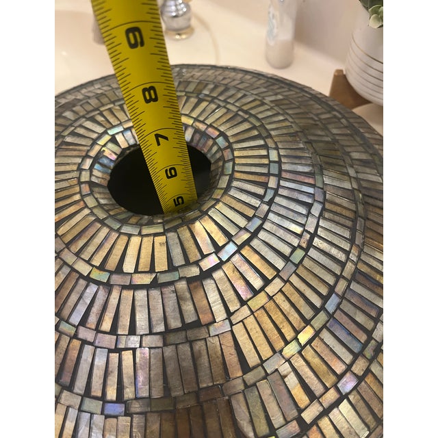 Beautiful Mozaic Vessel -Vase (Tiffany Style) With Iridescent Hand Cut Pieces of Stained Glass For Sale - Image 9 of 12