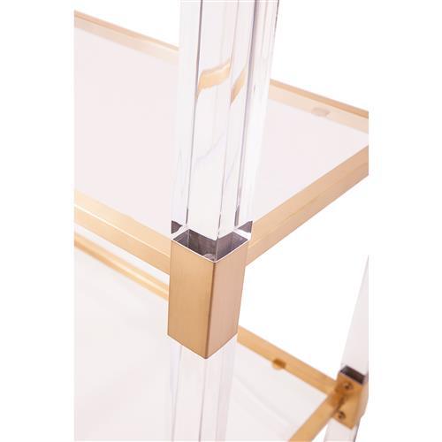 Set of Maelie Lucite Acrylic & Gold Etagere Bookcases with Glass