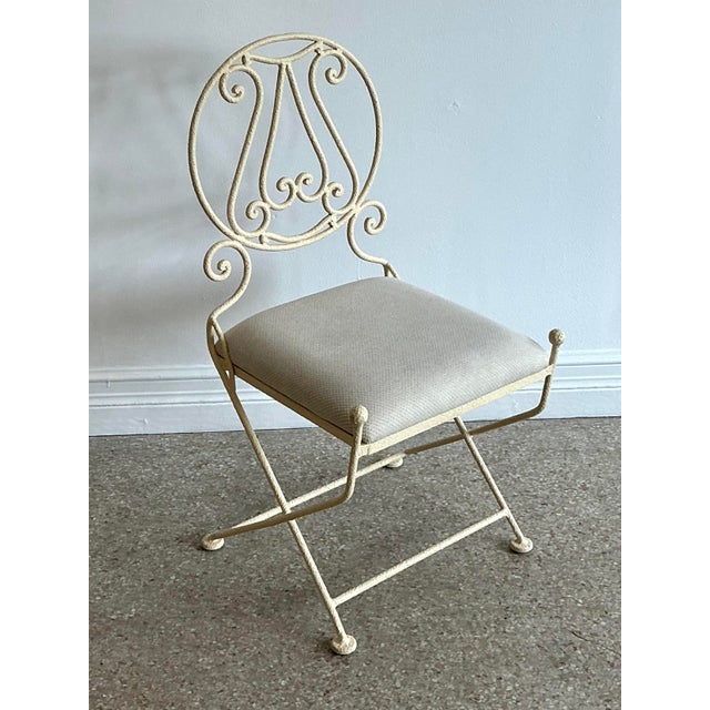Metal Vintage Textured Wrought Iron Chair For Sale - Image 7 of 12
