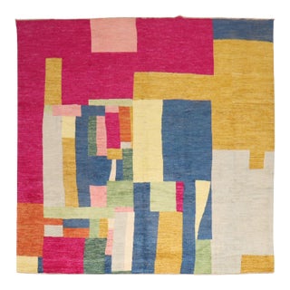 Contemporary Abstract Afghan Square Rug - 8'2" x 8'5" For Sale
