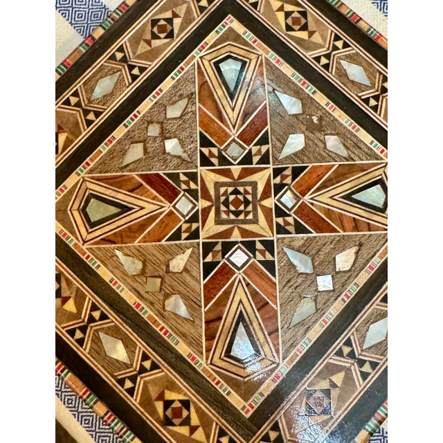 1980s Marquetry Wood Inlaid Jewelry Box For Sale - Image 4 of 5