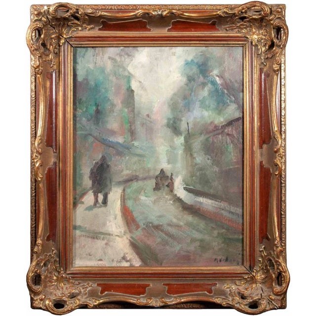 Miloslava Vrbova-Štefková, Snowy Street in Czech Republic, Oil Painting, Mid-20th Century For Sale - Image 5 of 5