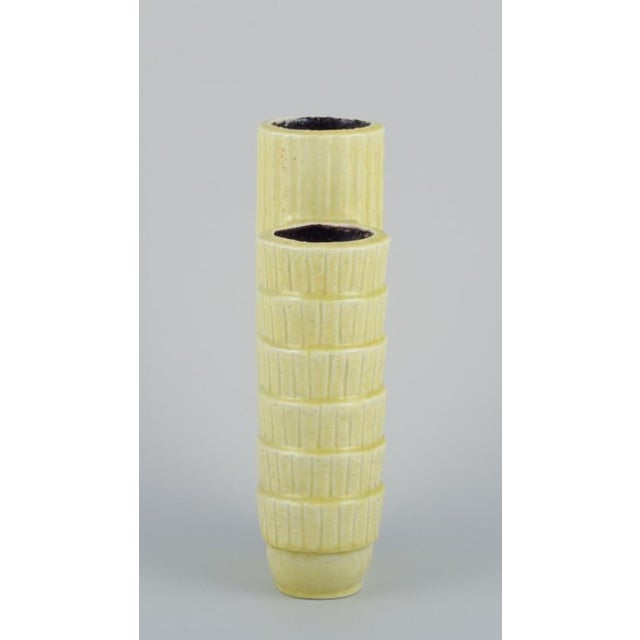 Two-Part Ceramic Vase in Chamotte Clay by Gunnar Nylund for Rörstrand, Sweden For Sale - Image 3 of 9