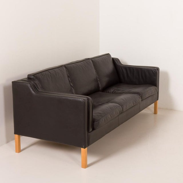 Black Leather Sofa from Stouby, Denmark, 1970s For Sale - Image 11 of 18