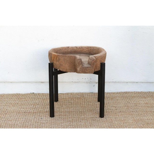 Rustic Rustic Modern Antique Bowl Table For Sale - Image 3 of 10