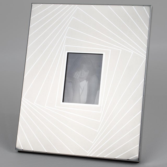 Mid-Century Modern Umberto Mascagni Silvered Aluminum Picture Frame, Italy 1970s For Sale - Image 3 of 9