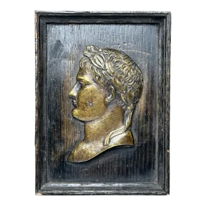 Antique French 19th Century Napoleon Wearing Laurel Wreath Crown Wall Sculpture