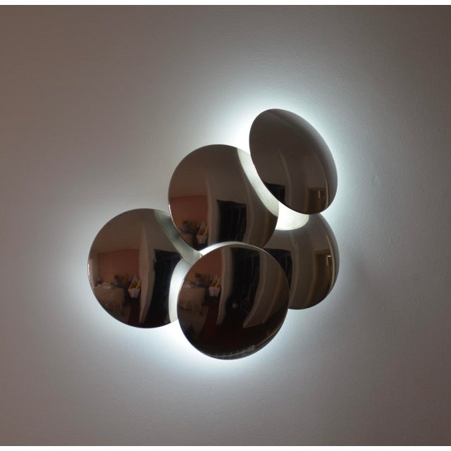 Large Chrome Model 340/5 5-Disc Wall Sconce from Reggiani, Italy, 1970s For Sale - Image 9 of 18