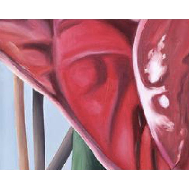 Cerise 2000s "Anthurium" Large Gallery Wrapped Oil Painting by Judith Moore For Sale - Image 8 of 10