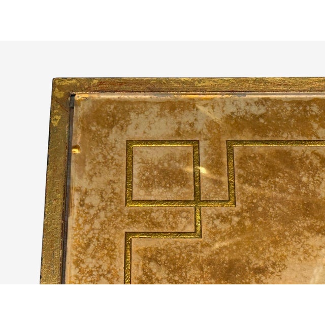 Jacques Quinet Style, Coffee Table, Gold Églomisé Glass, Iron, France, 1960s For Sale - Image 15 of 16
