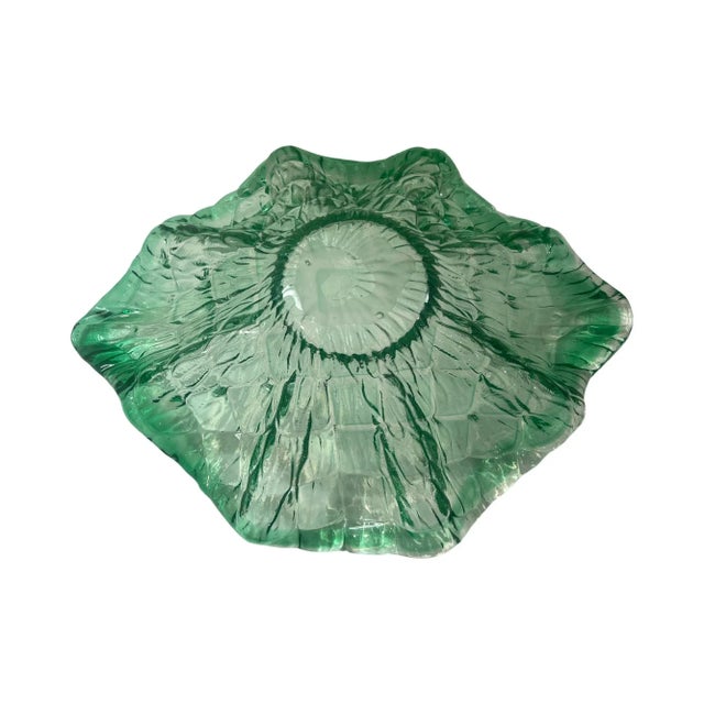 Murano Vintage Mid Century Modern Italian Italy Murano Glass Catch All Bowl Sea Green Teal For Sale - Image 4 of 7
