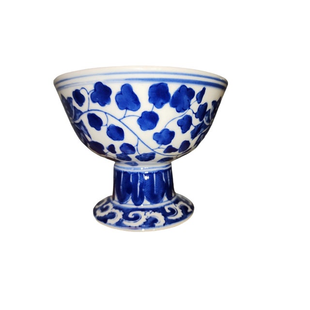 19th century Chinese stemmed wine cup with lotus motif, in excellent condition. Oft copied pattern, the pit marks and...