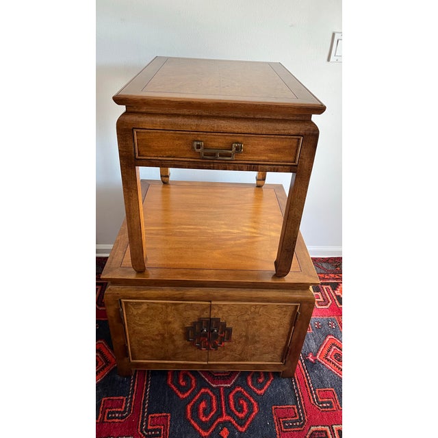 Art Deco 1980s Century Chin Hua Burl End Table by Raymond K Sabota Chinoiserie For Sale - Image 3 of 9